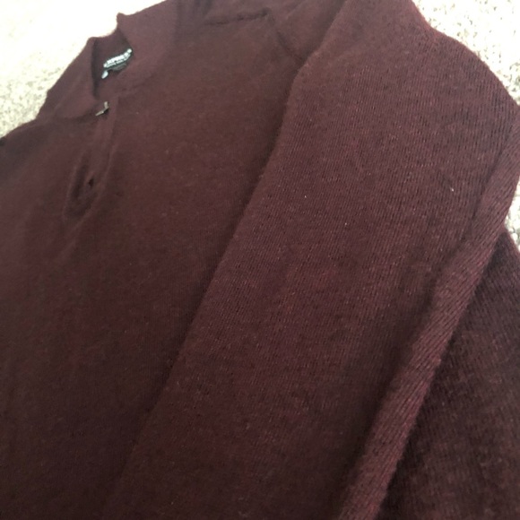Express Burgundy Quarter Zip Sweatshirt - Picture 3 of 3